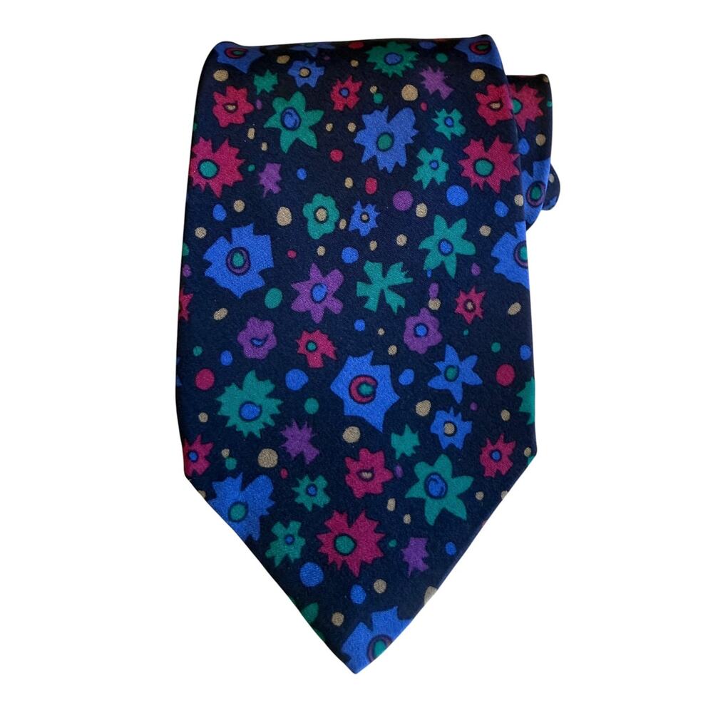 Missoni Silk Neck Tie Jewel Tone Mod Floral Print